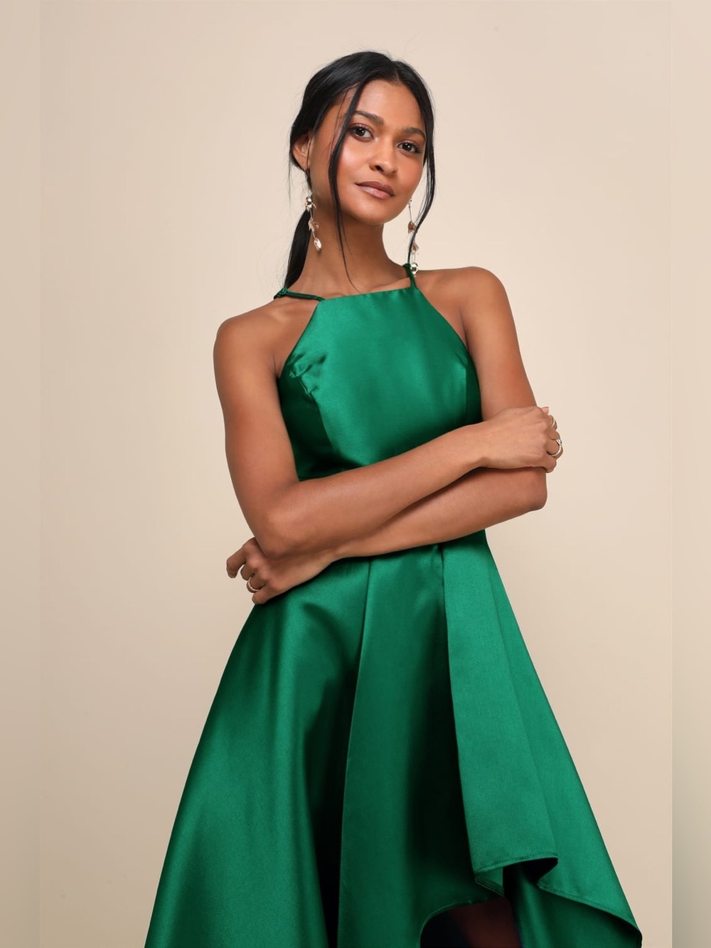 NWT Lulus Broadway Show Emerald Green High-Low Gown - Size M - Picture 4 of 7